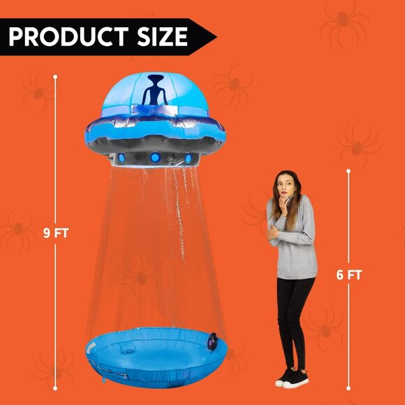 9 FT Tall Halloween Inflatable Outdoor Decorations UFO Blow Ups Decor for Yard - Picture 2 of 8